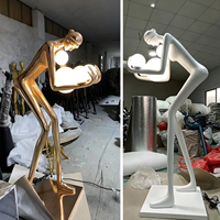Sculpture de figure humaine LED, figurine abstraite moderne, statue lumineuse en FRP pour la décoration intérieure de la maison et des hôtels
