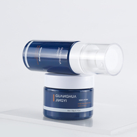 Flacon en verre opale modulaire bleu brillant de 40 ml pour soins du visage minimalistes et pot en verre opale de 50 g pour cosmétiques