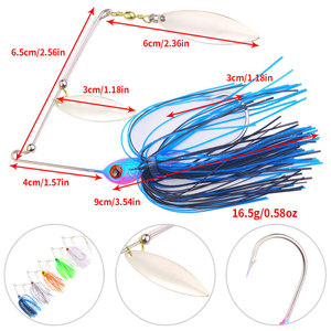 Spinnerbait da <span class=keywords><strong>pesca</strong></span> all'ingrosso con doppie lame a forma di salice, 9 cm 16,5 g, esca artificiale per bass con gonna in silicone - Product Image 1