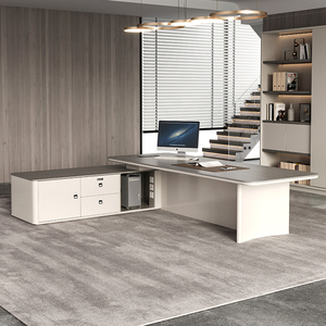 Lujo de gama alta moderno en forma de L Boss/CEO's Desk Durable Panel de madera de alta calidad Muebles de oficina administrativos atmosféricos - Product Image 3