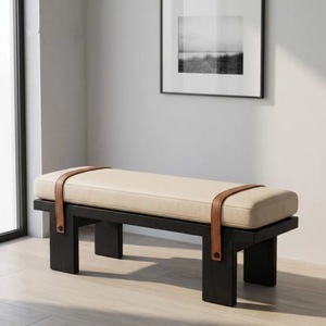Modern Upholstered Wooden Stool <b>Bench</b> <b>Seat</b> Ottoman for Bedroom Living Room Hotel Entry - Product Image 2