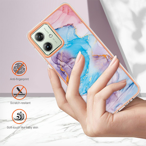 2023 nuevos patrones de tendencia marco chapado mármol bastante suave TPU gradiente para <span class=keywords><strong>MOTO</strong></span> G84 G54 G14 funda de teléfono - Product Image 3