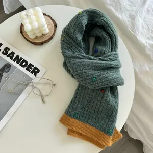 Autunno e inverno donna graziose sciarpe lavorate a maglia semplici punteggiate colorate in Cashmere Snood sciarpa