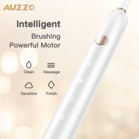 Brosse à dents sonique rechargeable AUZZO K2 la plus vendue avec technologie Type-C, étanche IPX7, poils souples et têtes de rechange