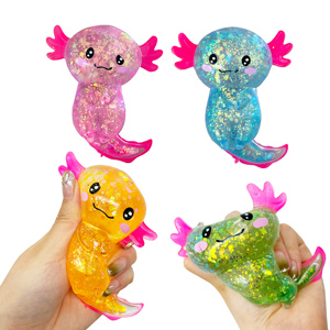 Juguete Blandito de Goma de Axolote Salamandra con Purpurina Holográfica de Dibujos Animados, de TPR Suave de Ascenso Lento, desde Almacén de EE. UU. - Product Image 2