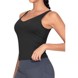 Women's Longline Sports Bra Wirefree Padded Yoga Tank Top Spaghetti Strap Scoop Neck Breathable Sweat Wicking Quick Dry Four - Product Image 5