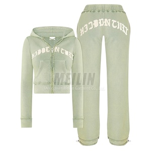 Custom Clothing Manufacturers Women Distressed Patch Tracksuit Two Piece Hoodie Set and Sweatpants Sweat Suits Set Women - Product Image 6