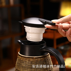 Thermos en bambou tressé grande capacité, acier inoxydable 304, bouteille isolante en bambou, adapté pour la maison, les restaurants et les hôtels - Product Image 2