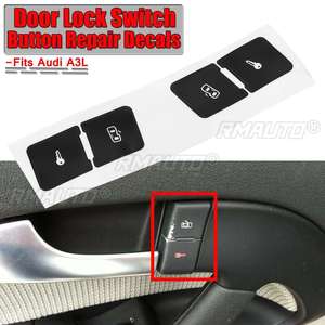 Juego de pegatinas adhesivas negras mate para reparar botones de interruptores de control de cerradura de puerta de coche para Audi A3L, pegatinas para coche para mejorar botones desagradables - Product Image 1