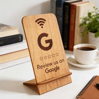 Support d'affichage personnalisé en bois massif pour avis Google avec support de code QR pour avis clients de restaurants et cafés