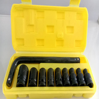 AUTO Lot de 10 douilles courtes à poignée en L de 1/2 pouce, longueur 40 mm, en acier CR-V noir électrophorétique, douilles métriques, boîte verte