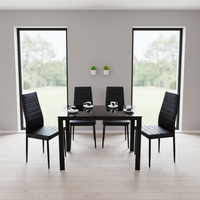 Günstiger Moderner Nordischer Esstisch mit Glasplatte und PU-Leder-Stühlen für 6 Personen, Restaurant-Esszimmer-Set mit 6 Stühlen