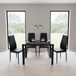 Table <span class=keywords><strong>de</strong></span> salle à manger moderne et abordable en verre <span class=keywords><strong>de</strong></span> style nordique avec chaises en similicuir pour 6 personnes, ensemble <span class=keywords><strong>de</strong></span> table <span class=keywords><strong>de</strong></span> salle à manger pour restaurant avec 6 chaises - Product Image 3