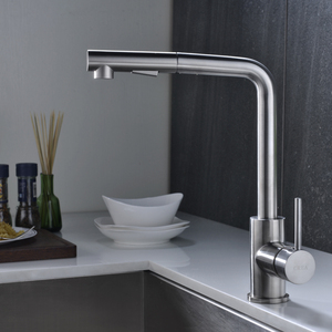 Robinet de cuisine extractible en nickel brossé et noir mat pour hôtels et maisons – Vente en gros - Product Image 2