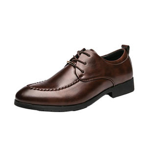 Nuevos zapatos derby de cuero de lujo con cordones y tacón bajo para atuendos formales de boda para hombres, zapatos hechos a mano. - Product Image 1
