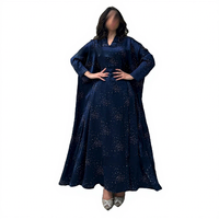 Busana Muslim Wanita Timur Tengah, Seksi & Bergaya Arab untuk Klub Malam, Abaya Longgar Bahan Nonwoven Musim Panas, Hiasan Berlian Imitasi yang Indah