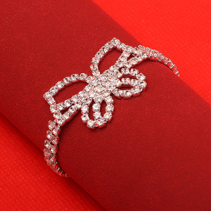 Tobillera de Cristal con Mariposa de Moda para Mujer, Joyería de Fiesta de Aleación de Zinc con Diamantes de Imitación y Engaste de Garra, Corte Brillante Redondo - Product Image 3