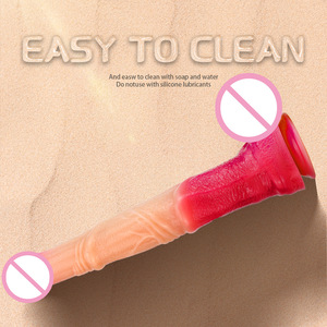 Pénis artificiel en silicone liquide à trois sections, extra-large, simulation de pénis de cheval, plug anal, couleur dégradée, pour adultes - Product Image 2