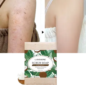 OEM Coconut Body Wash Bar Scrub Soap Body Cleansing Skin Care To Soften Restoring Coconut Oil Milk Exfoliatin Coconut O g