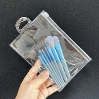 Pochette cosmétique transparente avec logo personnalisé emballage de pinceaux de maquillage en plastique PVC sac zip-lock avec trou pour crochet