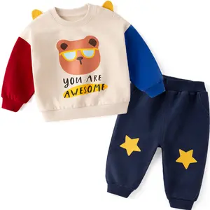 בסיטונאות תינוק בגדי בני 2 שנים-2-7 שנים ילד בני בגדי סטים תלבש הדפסת קריקטורה תינוק ילד בגדי סט חורף 2 שנים