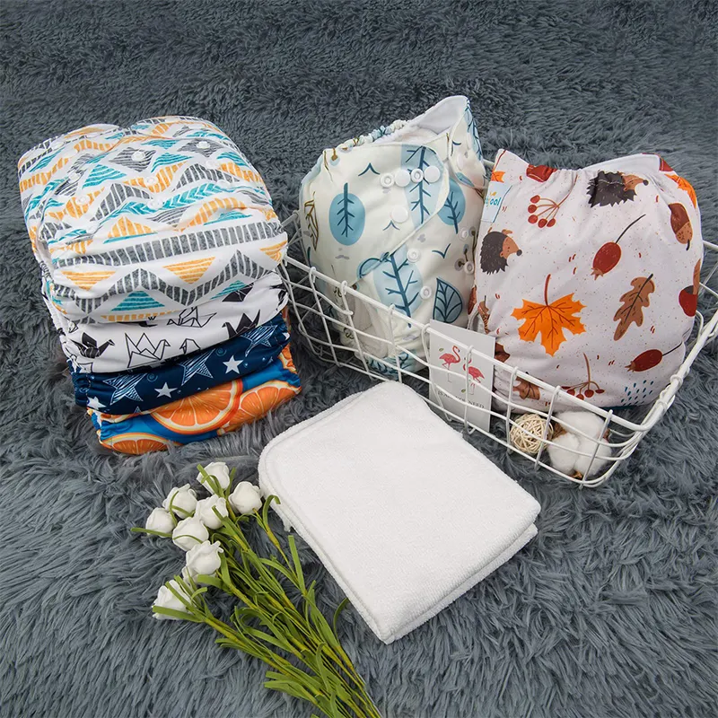 Cloth Diapers Reusable for Boys and Girls, Baby Diaper Cloth Inserts Wet Bag with Bamboo Cotton Custom Polyester Washable CN;ZHE