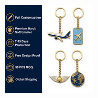 Porte-clés personnalisé en métal émaillé, breloque avion, jet, ailes d'aviateur, globe, MOQ 50 pièces pour cadeau de voyage