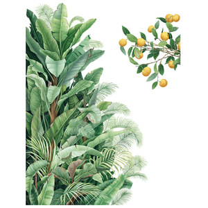Autocollant <span class=keywords><strong>mural</strong></span> amovible en forme de feuillage tropical de la <span class=keywords><strong>jungle</strong></span>, motif citron, pour décoration de fond de porte d'entrée - Product Image 5