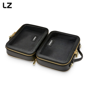 LZ grande capacità personalizzabile doppio strato di pelle custodia per il trucco portatile da viaggio Organizer cerniera impermeabile borsa cosmetica <span class=keywords><strong>Trousse</strong></span> - Product Image 6