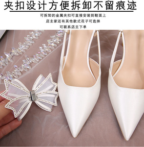 Sandalias de tacón alto de encaje con punta cerrada y talón descubierto para mujer, estilo veraniego, personalizables, tipo stiletto - Product Image 3