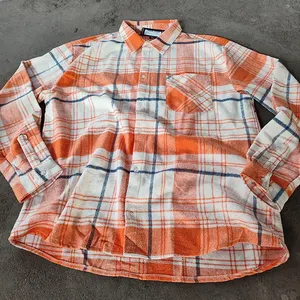 YSJY OEM Wholesale Button Down Regular Fit Long Sleeve Plaid Flannel Casual Open Shirt Custom