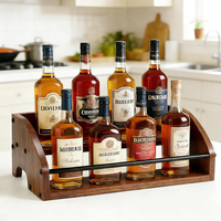 Étagère de présentation à 2 niveaux en bois moderne pour bouteilles de café, sirops et vins, idéale pour le comptoir de bar à café, spiritueux et thé