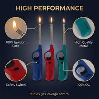 Briquet à gaz pour barbecue à longue portée avec logo personnalisé, allume-feu pour bougies, allume-feu de camping extérieur rechargeable, allume-feu de cuisinière avec verrou de sécurité