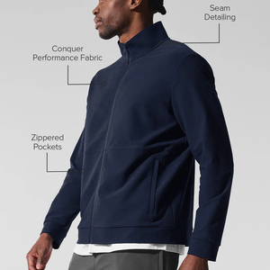 Biểu Tượng Tùy Chỉnh Thể Thao Giản Dị Áo Người Đàn Ông Của Đứng Cổ Áo Phòng Tập Thể Dục Tập Thể Dục Mỏng Phù Hợp Với Mock Cổ Đầy Đủ Zip Theo Dõi Áo Khoác - Product Image 2