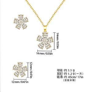 Parure de bijoux florale en perles brillantes, en alliage de cuivre, sertie de griffes, pour usage quotidien - Product Image 5
