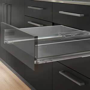 Vertice 450mm profondità acciaio grigio morbido-chiusura cassetto 93mm altezza 40kg capacità di carico 18mm spessore pannello 3D regolazione moderna - Product Image 4