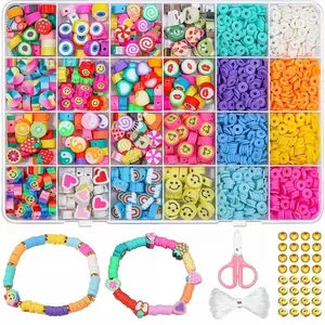 Hot Selling Wholesale 2320pcs Colorful Mixed Fruit Smiley Polymer Clay Bead Set For DIY Bracelet Jewelry Making