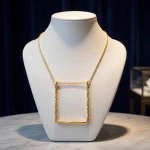 Collier statement géométrique en laiton fait main, plaqué or 18 carats, style vintage pour un look luxueux - Product Image 3