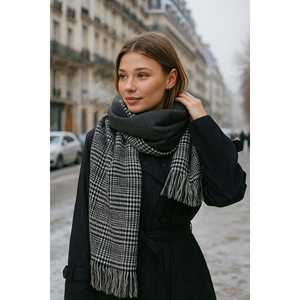 ผ้าพันคอลายสก็อตสีแอนทราไซต์ รุ่น SAL1212 ดีไซน์ทันสมัยเพื่อความสบายและอบอุ่น ผ้าพันคอและผ้าคลุมไหล่สไตล์ชาติพันธุ์ - Product Image 6