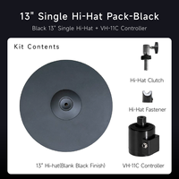 Cymbale Hi-Hat électronique monobloc 13 pouces à triple zone avec déclencheur de bord de cloche pour batterie électronique