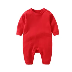 Wholesale Solid Color Long Sleeve Soft Baby Cotton Rompers Home Clothes Baby Bodysuits
