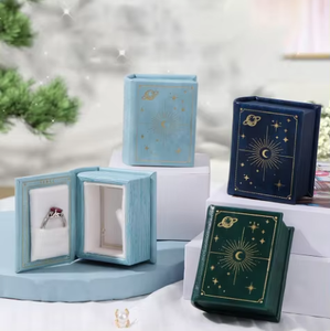 Eco-friendly <b>Book</b>-Shaped Luxury Jewelry Packaging <b>Box</b>-Customized Color Rectangle Design Carton Packaging Magnetic Closure PU - Product Image 6