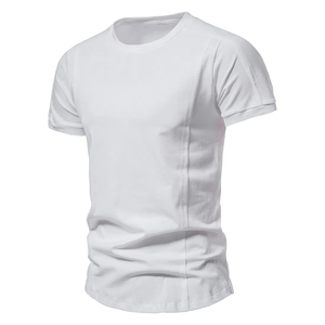 Camiseta de manga corta de verano personalizada para hombre talla grande 95% algodón 5% Spandex costura línea empalme camiseta personalizable - Product Image 6