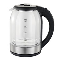 Bouilloire électrique 1,8 L avec prise EU, lumière bleue, en verre, avec couvercle en acier inoxydable, transparente, à ébullition rapide, pour le thé