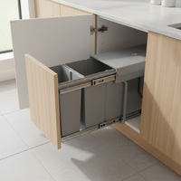 Poubelle de cuisine coulissante en ABS à double compartiment avec fermeture douce pour sous-évier