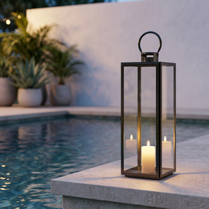 Lanterne à bougie en métal nickel noir de style classique en gros pour la décoration de la maison et du patio - Product Image 1