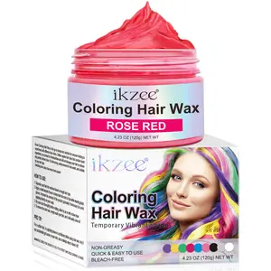 IKZEE grosir kustom organik merah ungu tidak berminyak label pribadi lumpur rambut berwarna, lilin rambut sementara wanita untuk pria