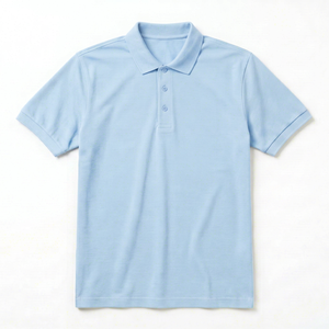 เสื้อโปโลผู้ชายสีฟ้าอ่อน แขนสั้น ทรงปกติ ผ้าถัก สีพื้น เสื้อลำลอง - Product Image 1