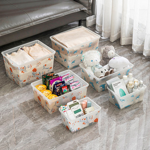 Plastic Storage Box With Lid Rectangle 4L 11L 17.5L Printing Pattern For Clothing Toy Snack Organizer - Product Image 2