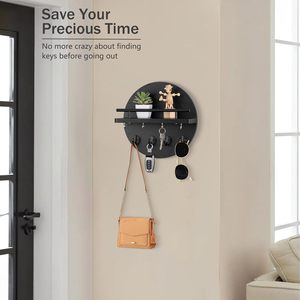 Porte-clés mural JQ en bois avec étagère pour la décoration murale et de la maison - Product Image 5